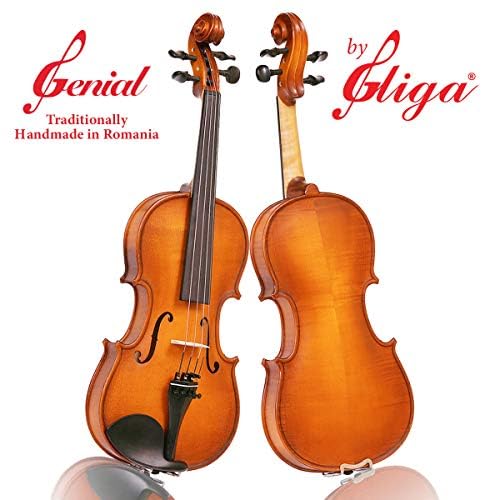 Gliga Genial 1-Oil 4/4 Full Size Beginner Violin - Handmade in Romania with European Solid Wood, Hand Carved, Varnished & Purfling - Perfect for Student Practice, School Orchestra & Classical Music Learning