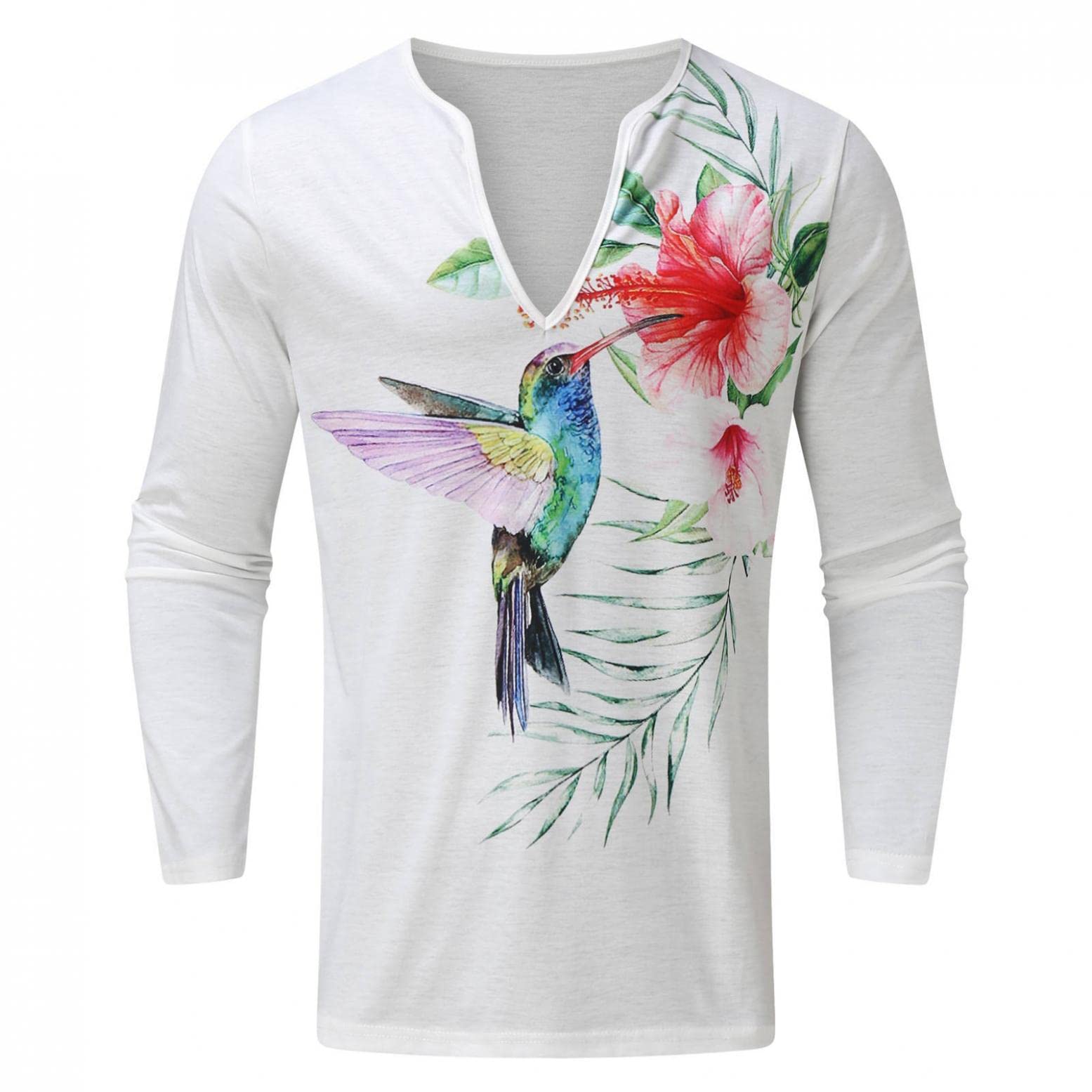 Men's Casual Loose Fit Cotton Blend Printed Long Sleeve V-Neck Striped Dress Shirt - Comfortable Office Wear & Weekend Outfit for Men