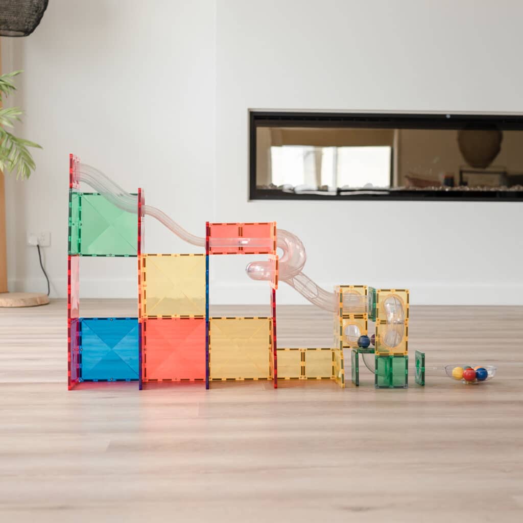 Connetix Magnetic Tiles 66-Piece Rainbow Ball Run Set - STEM Educational Building Toys for Kids, Perfect for Creative Play & Learning Activities