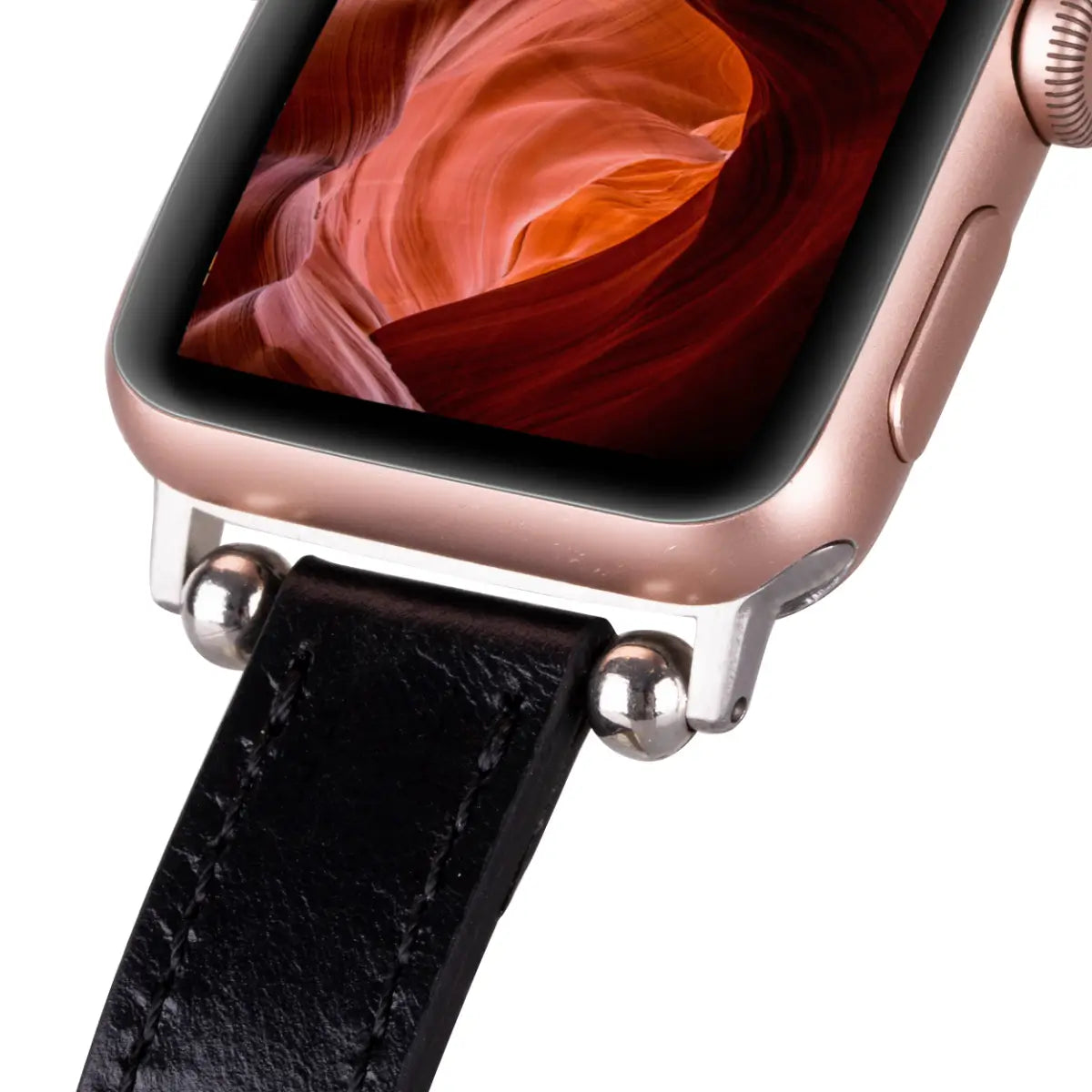 Premium Black Leather Ultra Slim Apple Watch Band - Stylish & Comfortable Replacement Strap for Workouts, Office & Everyday Wear