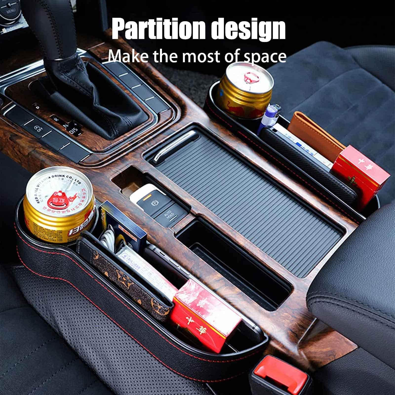 Premium Car Seat Gap Filler (2-Pack) - Multifunctional Leather Car Seat Organizer for Phones, Keys & Small Items | Safe & Stylish Storage Solution Between Seats & Console | Perfect for Road Trips, Commuting & Family Travel