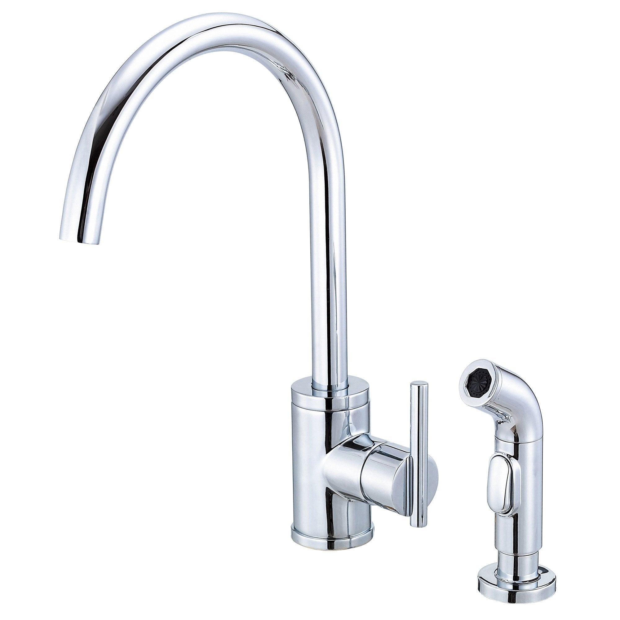 Danze Parma Chrome Modern Gooseneck Single Handle Kitchen Faucet with Pull-Down Sprayer - Sleek Design for Modern Kitchens, Perfect for Washing Dishes and Food Prep
