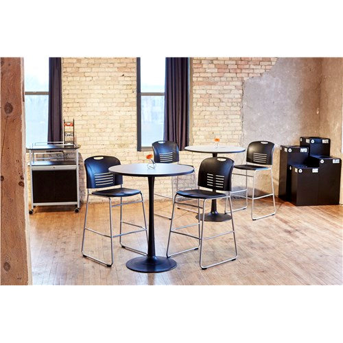 Safco Vy Plastic Bistro Height Sled Base Chair 4295 - Lightweight Stackable Bar Stool for Kitchen, Cafe & Restaurant Dining - Perfect for Home, Office & Commercial Use