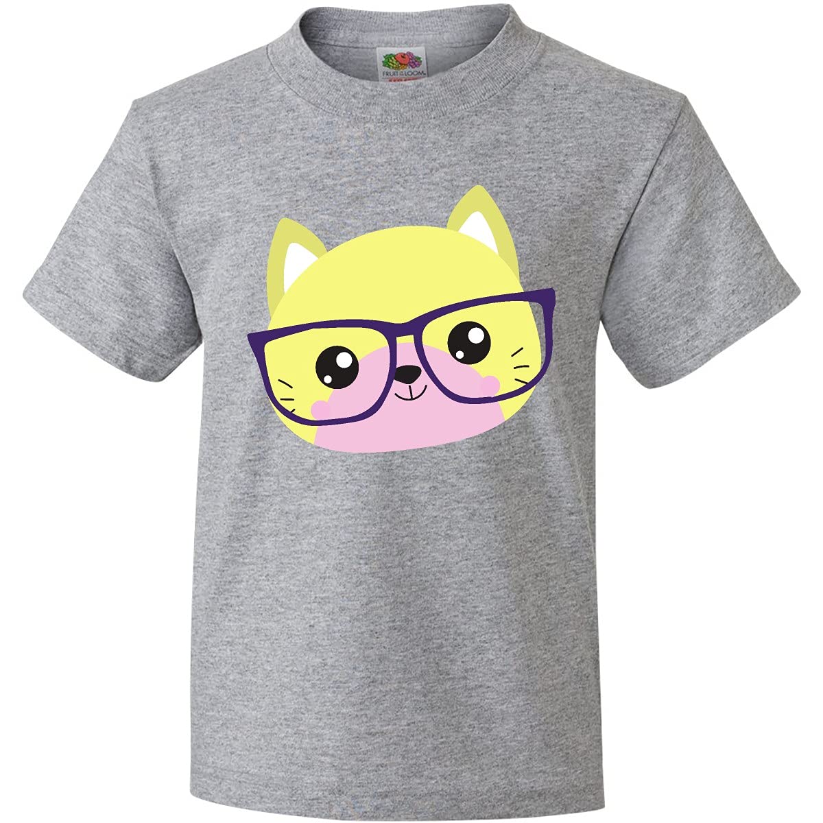 Inktastic Hipster Cat with Glasses - Cute Kitten Graphic Youth T-Shirt for Boys & Girls - Perfect for Casual Wear, School, and Cat Lovers