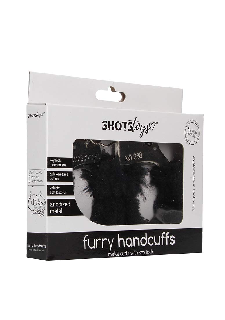 Furry Handcuffs - Soft & Playful Bondage Toy for Couples - Black - Perfect for Roleplay, BDSM & Spicing Up Your Love Life