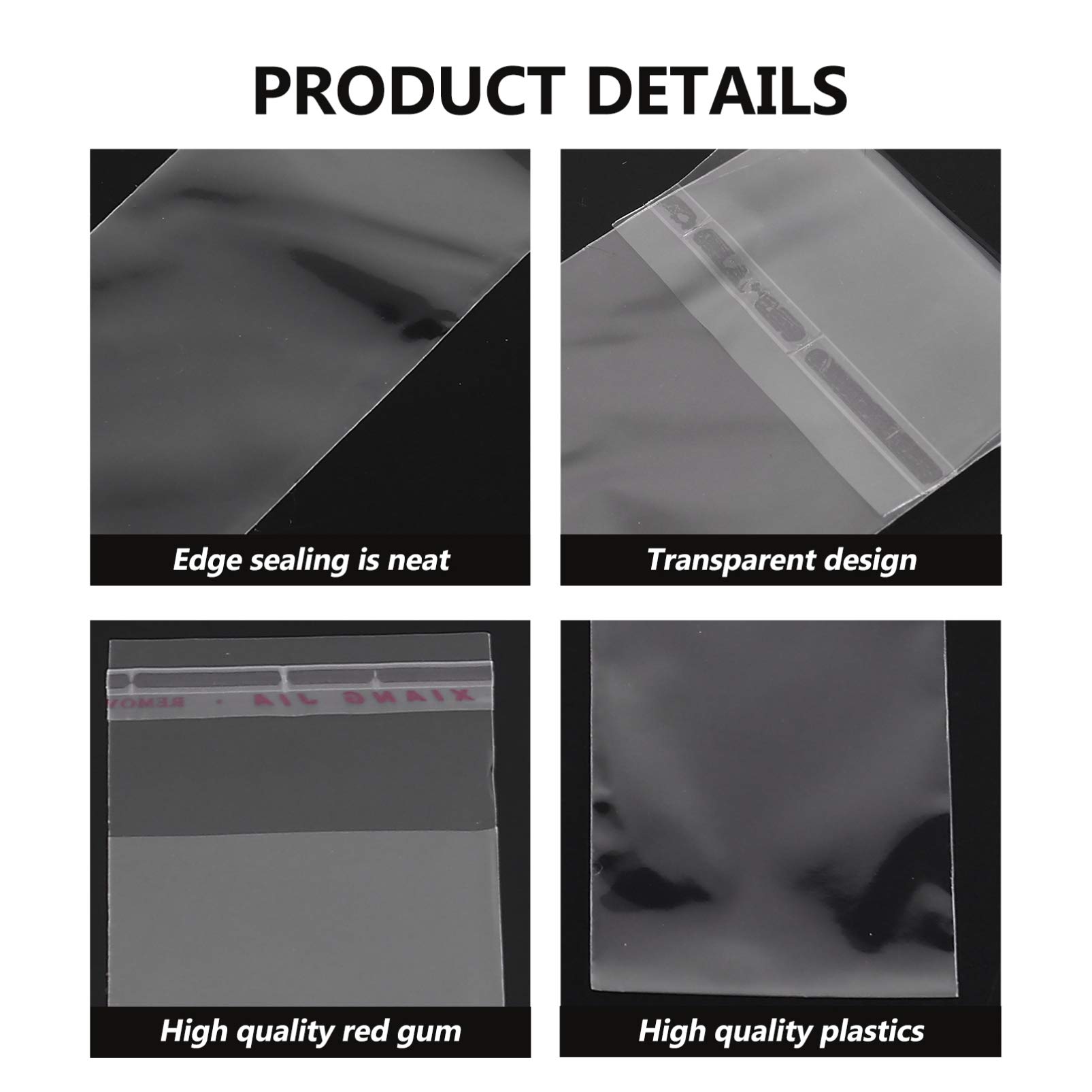 500pcs Self-Adhesive Plastic Bags - Clear OPP Pouch for Candy, Cookies, Bakery & Straws Packaging | Resealable Long Strip Bags for Parties, Gifts & Snack Storage
