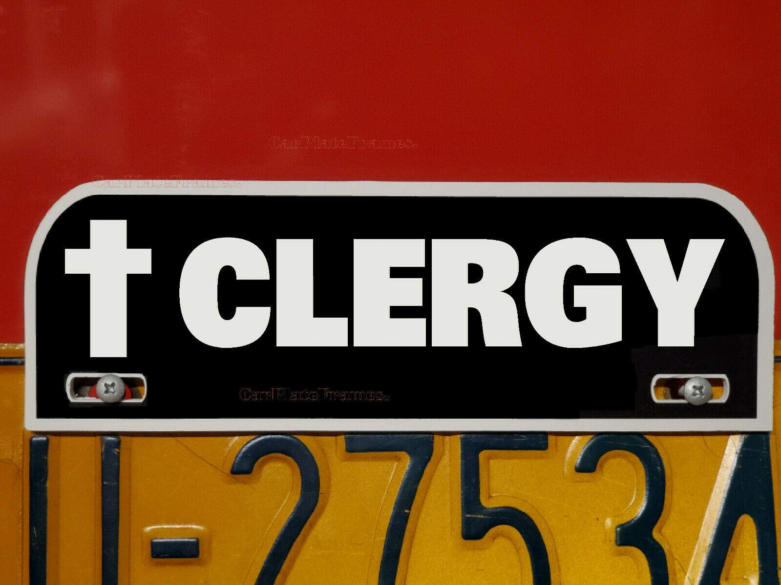 Clergy License Plate Topper Holder - Universal Car License Plate Frame with Easy Installation - Perfect for Ministers, Priests & Religious Leaders (Use for Church Vehicles, Personal Cars & Religious Events)