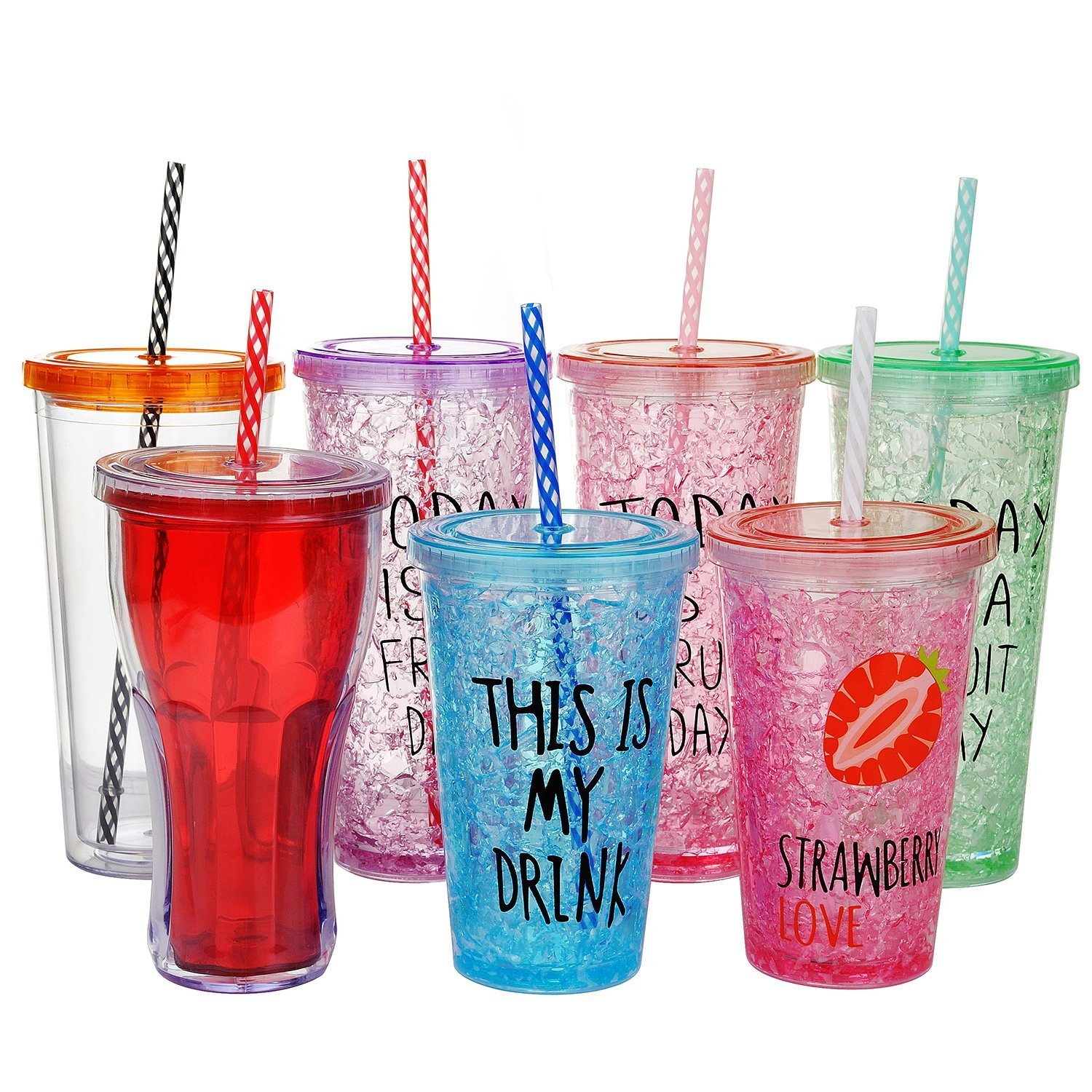 ALINK 55 Reusable Plastic Straws + 12 Extra Long Black Straws - Eco-Friendly Drinking Straws for Smoothies, Cocktails, and Iced Beverages at Home or Parties