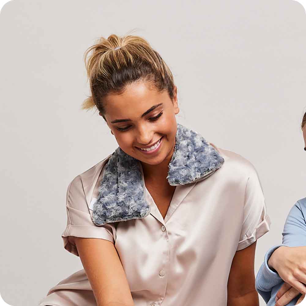 Curly Gray Warmies Neck Wrap - Microwaveable Heating Pad for Neck Pain Relief - Perfect for Relaxation, Stress Relief & Muscle Therapy at Home or Office