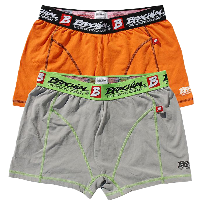 Brachial 2 Pack Men's Boxer Shorts - Soft Breathable Cotton Underwear (Orange & Grey) for Workout, Travel & Everyday Comfort