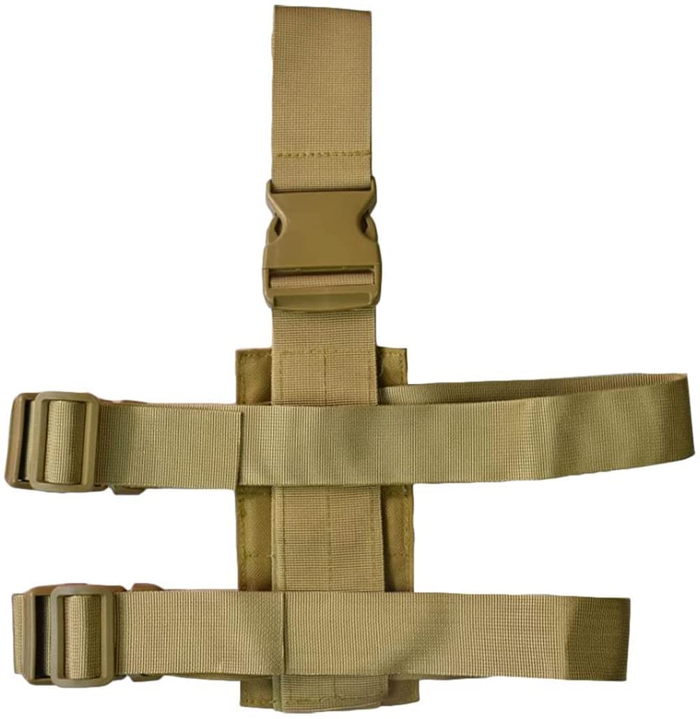 Tactical MOLLE Drop Leg Gun Holster - Universal Magazine Pouch & Thigh Rig Panel Adapter - Quick Release Hunting Gear for Outdoor Shooting, Airsoft & Military Training