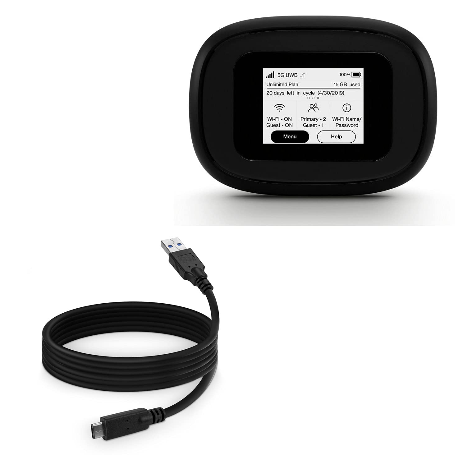 BoxWave USB 3.0 A to USB 3.1 Type C Cable - 6ft Fast Charging & Data Sync Cord for Verizon 5G MiFi M1000 Mobile Hotspot - Compatible with Laptops, Phones & Tablets - Perfect for Travel, Office & Home Use - Black