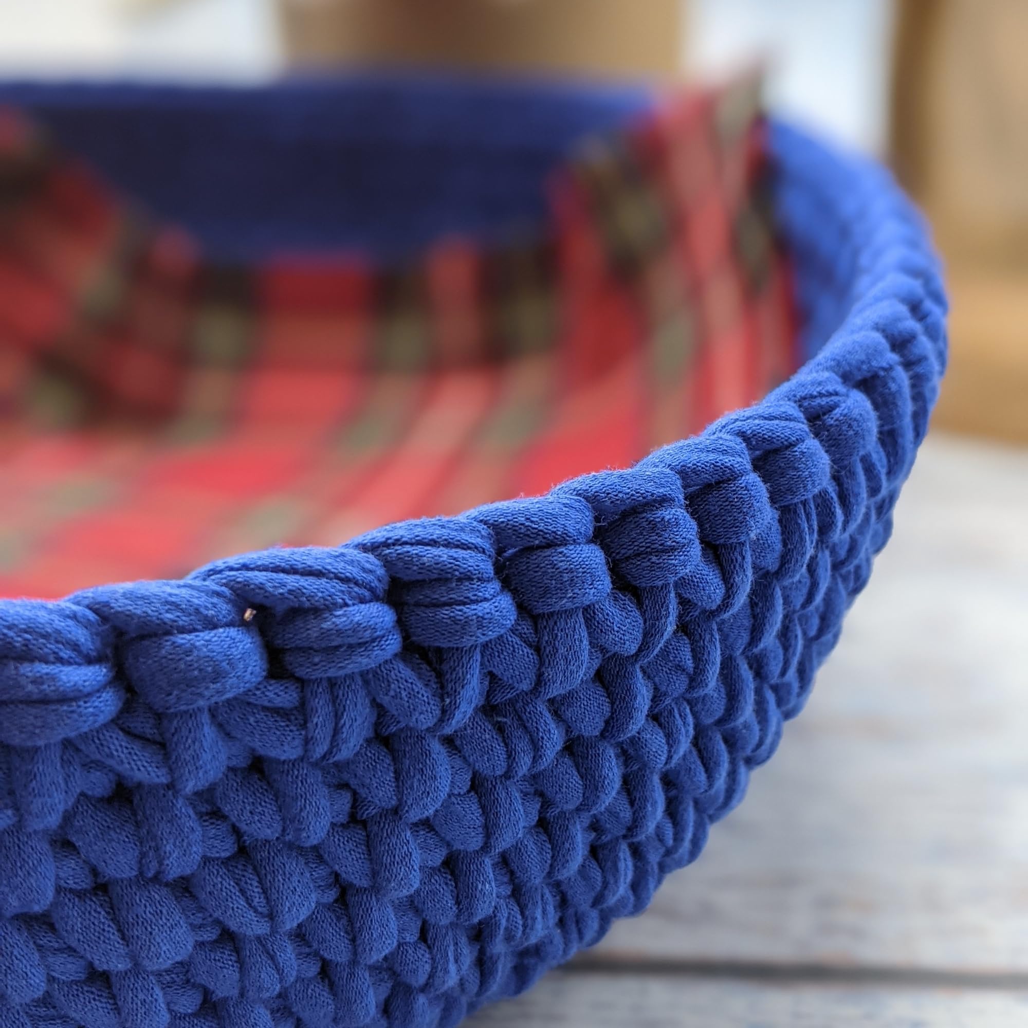 Premium Cotton T-Shirt Yarn - 110 Yards (100 Meters) Ultramarine Ribbon Yarn - 5-7mm Thickness for Knitting & Crocheting - Perfect for DIY Home Decor, Blankets, Scarves & Crafts