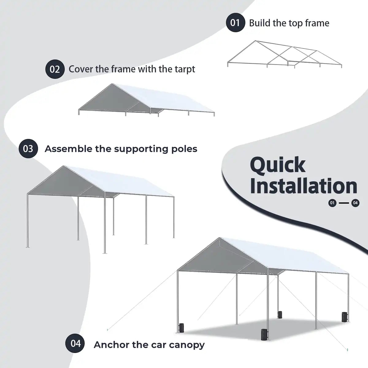 20' x 10' Heavy Duty Car Canopy Shelter - Waterproof UV Protection Outdoor Carport for Vehicles, Parties, Camping & Backyard Use