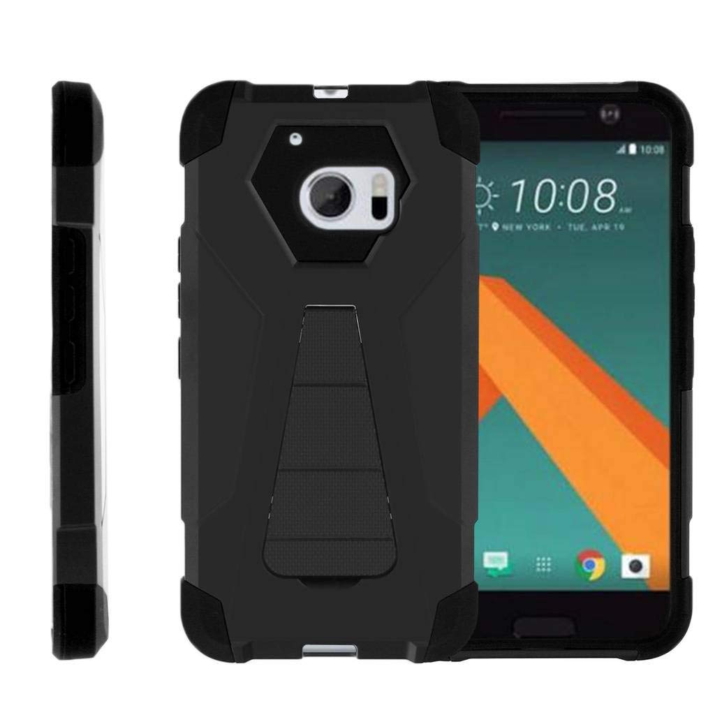 TurtleArmor HTC 10 Case - Shockproof Hybrid Hard Shell with Silicone Cover & Kickstand | Compatible with HTC 10 & HTC 10 Lifestyle | Perfect for Gaming, Video Watching & Daily Protection (Black)