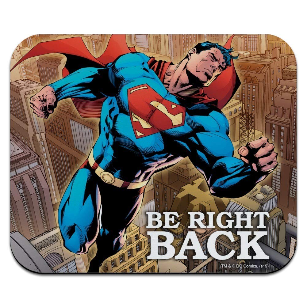 Superman 'Be Right Back' Low Profile Thin Gaming Mouse Pad - Non-Slip Rubber Base for PC, Laptop & Office Use