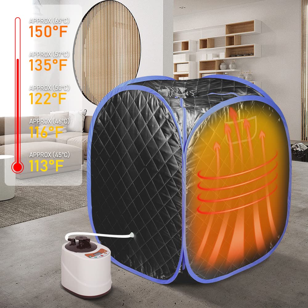 Smartmak Portable Steam Sauna for Home Use - 2L Personal Full Body Sauna Tent with Remote Control for Relaxation & Detox - Perfect for Spa, Yoga & Post-Workout Recovery (Black)