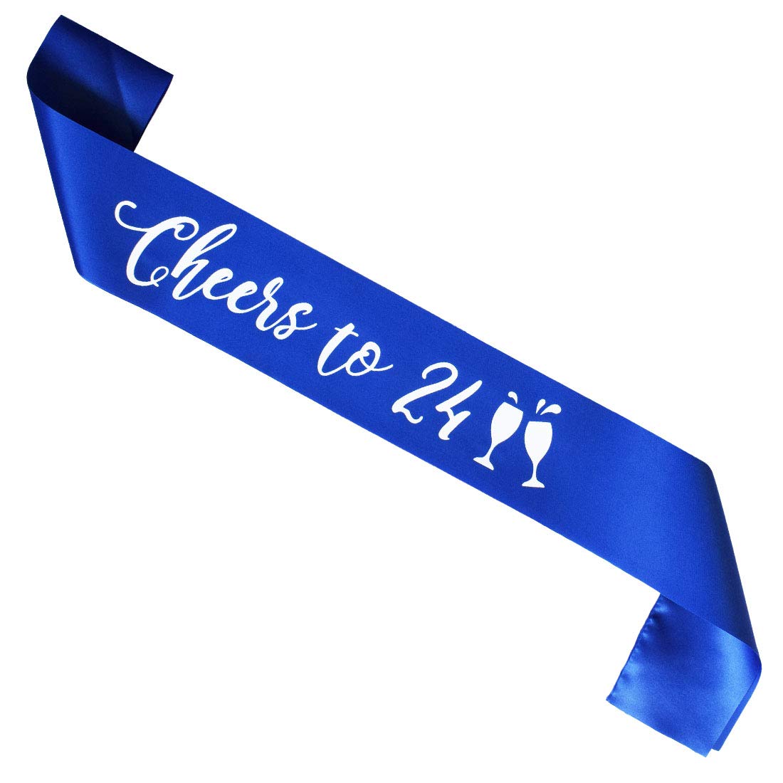 24th Birthday Sash for Men & Women - Royal Blue Cheers to 24 Years Party Supplies - Perfect for Birthday Decorations, Celebrations & Photo Props