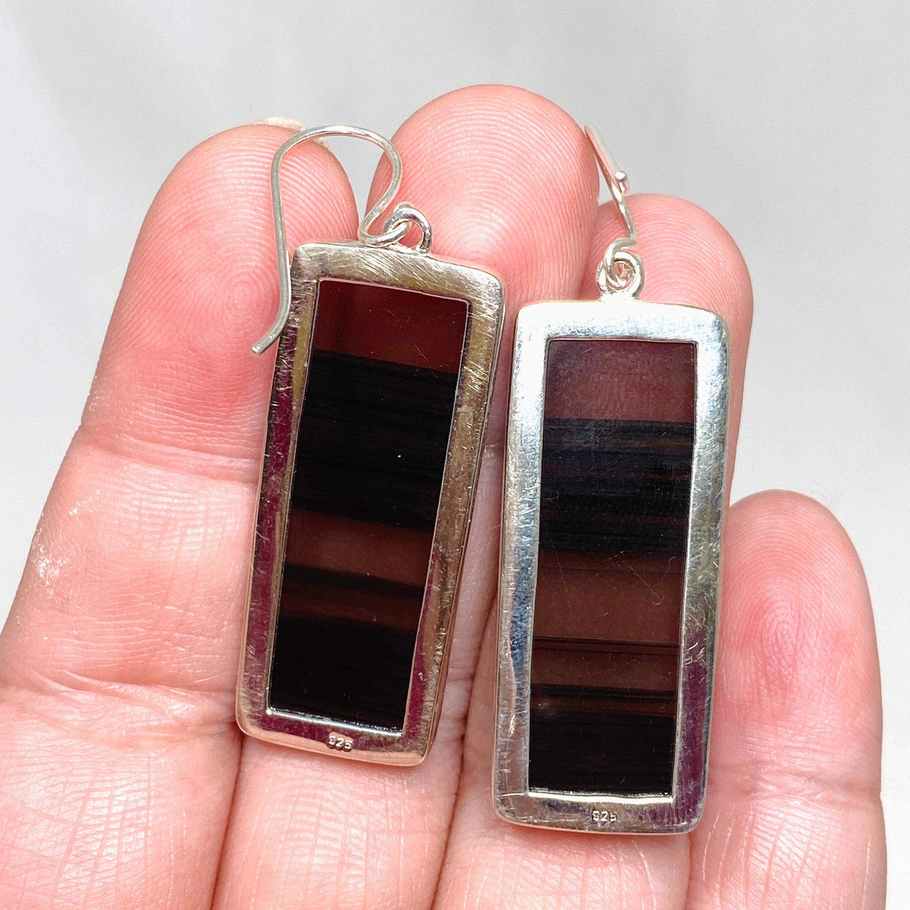 Midnight Obsidian Rectangular Earrings for Women - Elegant Black Gemstone Jewelry KEGJ1498 - Perfect for Evening Parties, Date Nights & Special Occasions