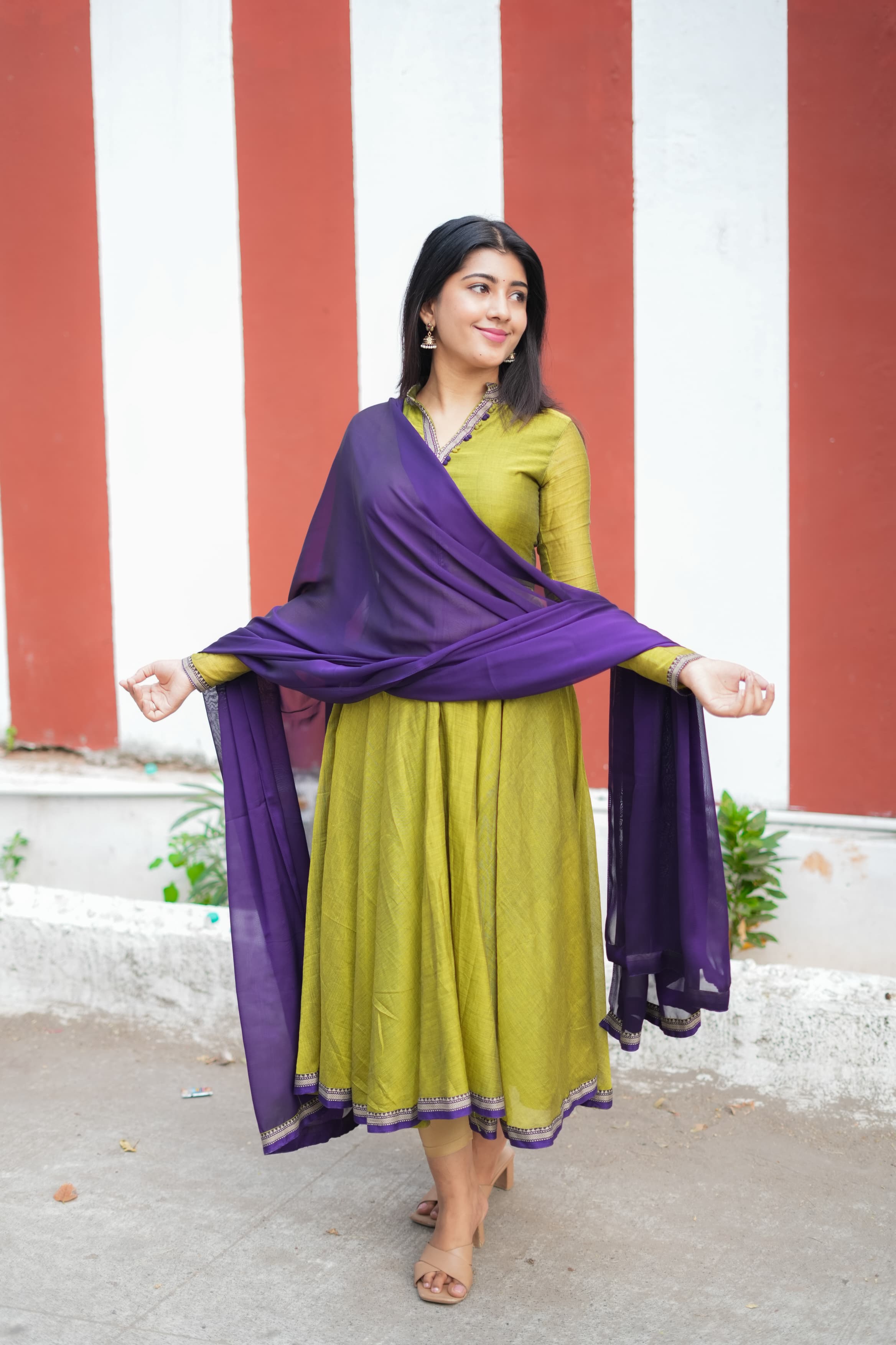 DD685 Kanamma Pure Handloom Anarkali Dress - Elegant Indian Ethnic Wear for Women | Perfect for Weddings, Festivals & Special Occasions