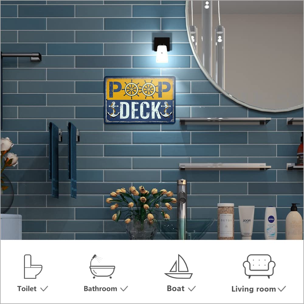 Funny Poop Deck Sign - 12x8 Inch Nautical Bathroom Decor for Boat & Nursery