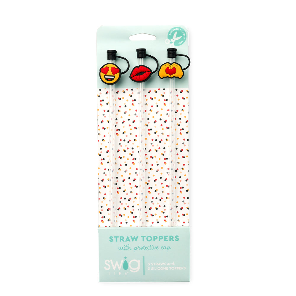 Fun Emoji Straw Toppers Set - 12 Pack Colorful Silicone Drink Decorations for Kids Parties, Smoothies & Milkshakes - Perfect for Birthday Celebrations, Summer Drinks & Family Gatherings