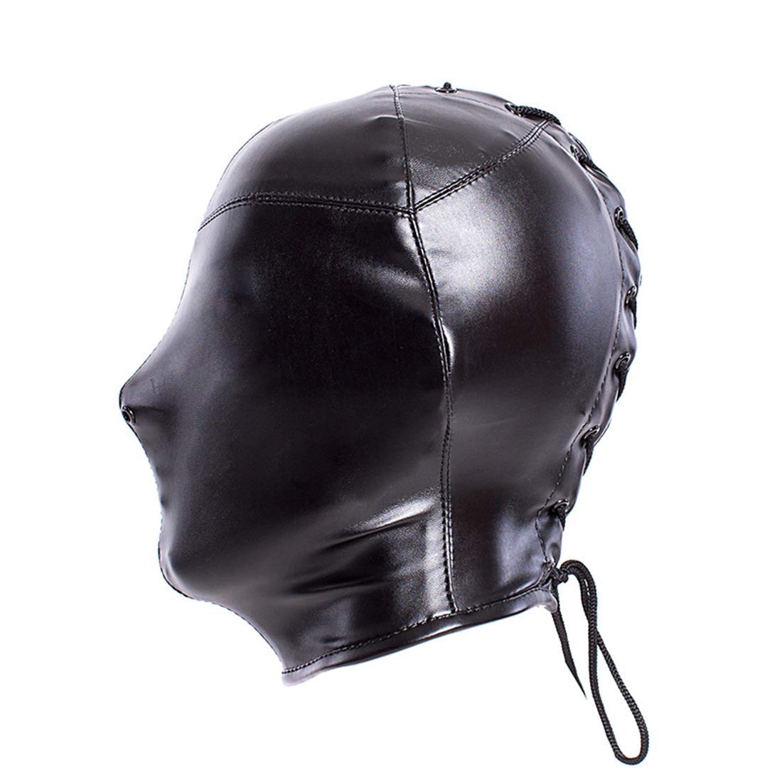 Breathable Leather BDSM Full Face Mask & Head Hood - Fetish Restraint Gear for Adults - Perfect for Role Play, Bondage, and Sensory Deprivation