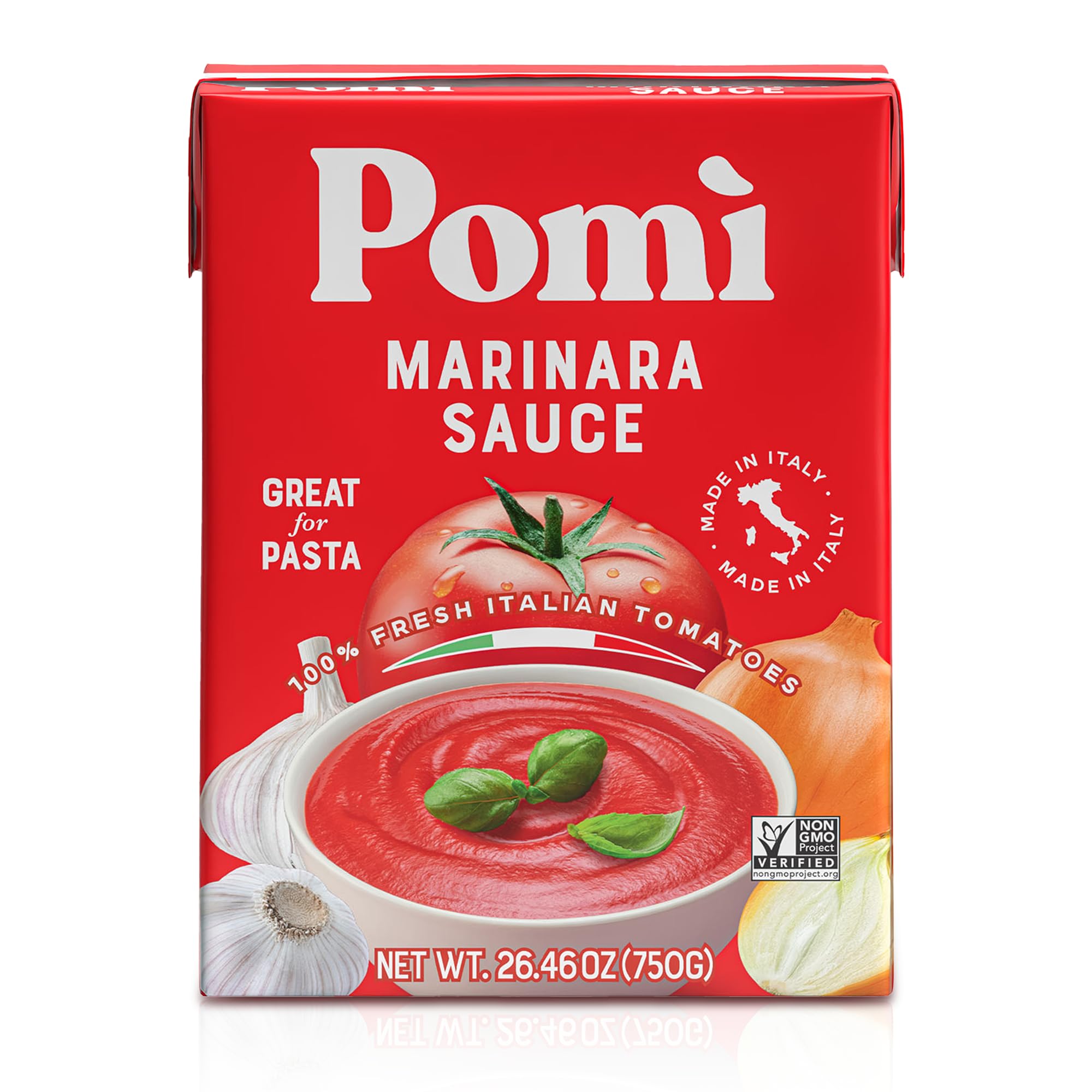 Pomì Marinara Sauce 26.46oz (Pack of 12) - Authentic Italian Tomato Sauce - Non-GMO, Gluten-Free, No Salt Added - Made with 100% Fresh Italian Tomatoes - Perfect for Pasta, Pizza & Italian Cooking - No Additives or Preservatives - Creamy & Velvety Texture