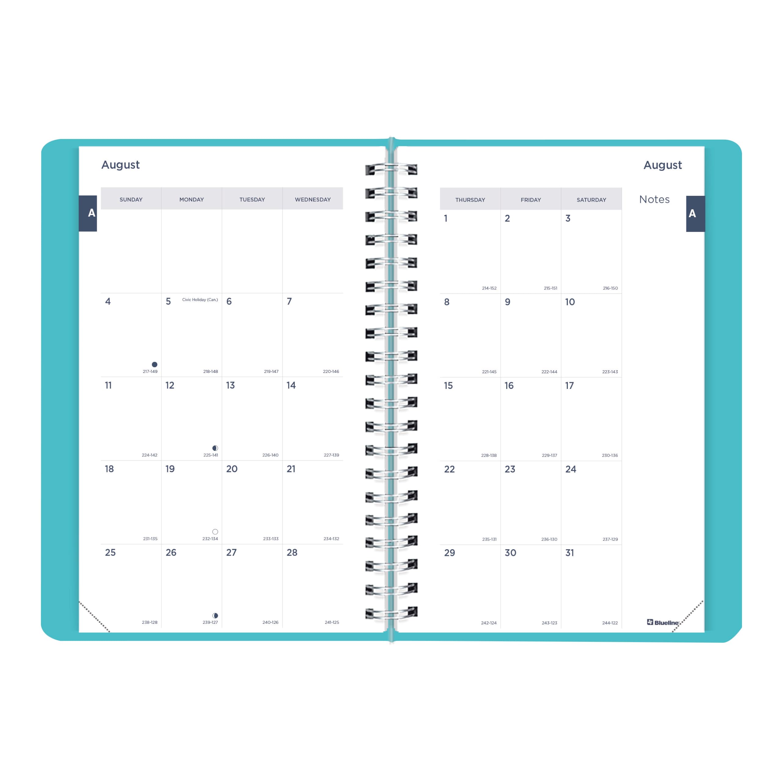 Blueline® 2024-2025 Academic Planner - August 2024 to July 2025 Daily Monthly Organizer with Twin-Wire Binding & Soft Vicuana Cover, 8