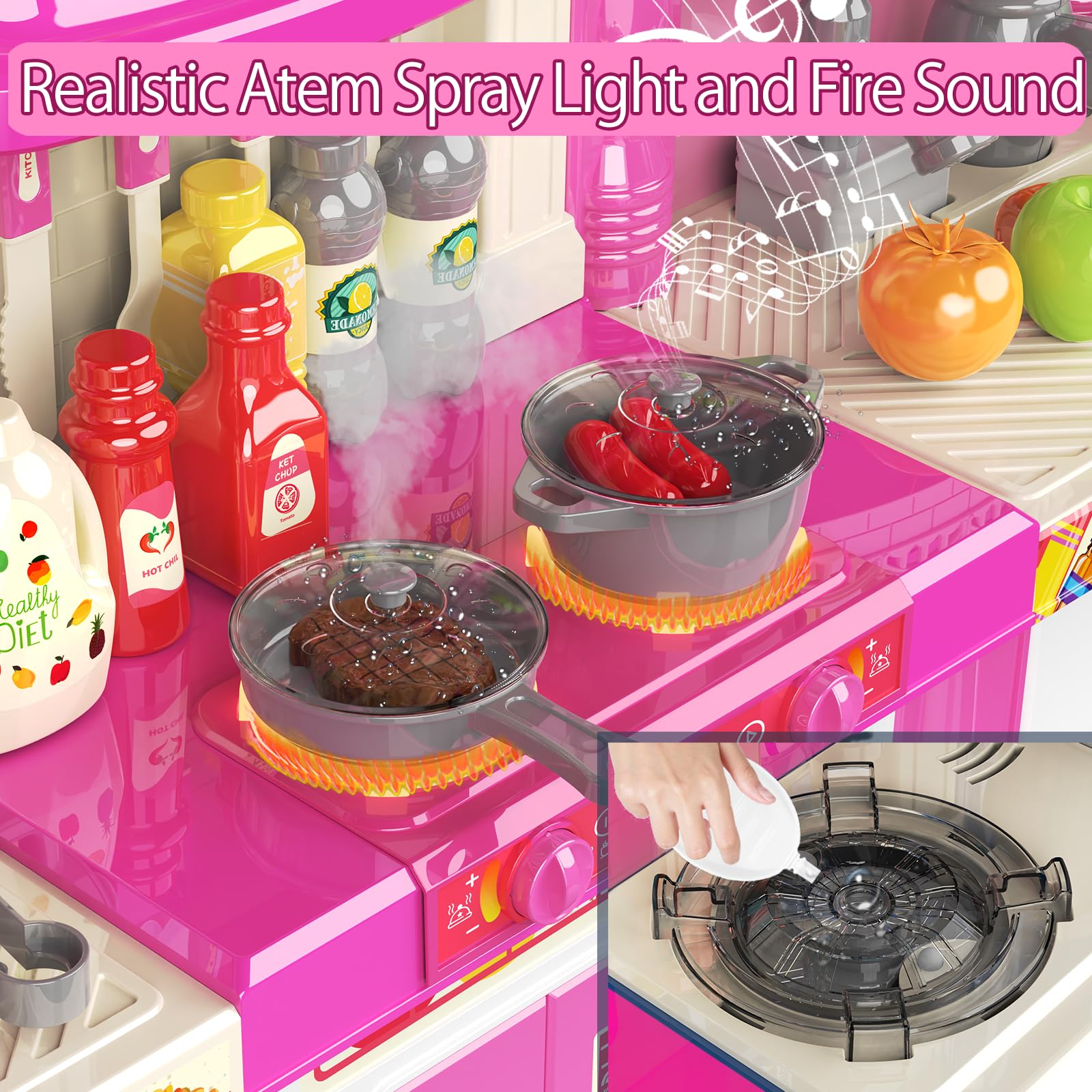 **Best Kids Kitchen Playset for Ages 3-8 – Realistic Lights & Sounds, Spray & Play Sink – Pretend Play Kitchen Toys for Boys & Girls – Perfect for Birthday Gifts & Indoor Role-Playing Fun**