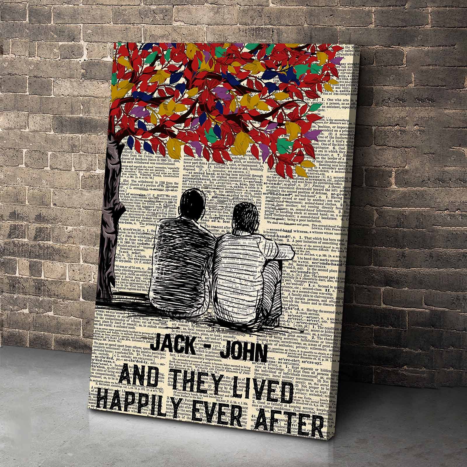 Custom LGBT Rainbow Canvas Wall Art - Personalized Lesbian Gay Love Decor for Home, Birthday, Anniversary & Valentine's Day - Wooden Framed Painting for Living Room, Bedroom & Pride Events