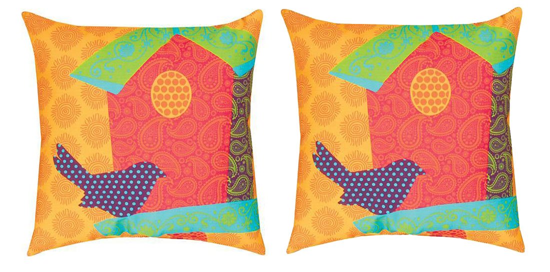 Things2Die4 Pair of Pop Rhythm Birdhouse 18-inch Decorative Throw Pillows - Vibrant Color Accent Pillows for Living Room, Bedroom & Outdoor Decor