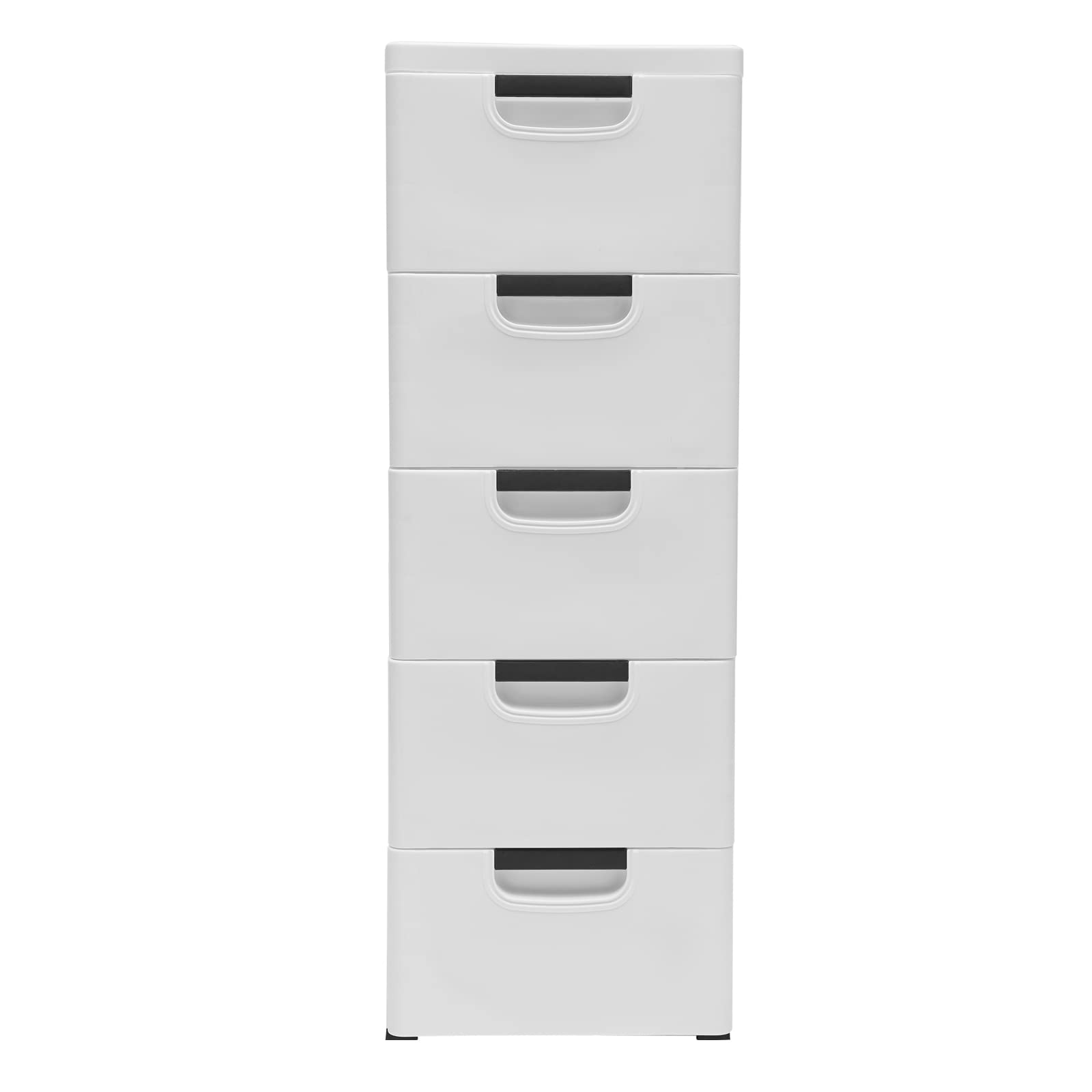 LOYALHEARTDY 5-Drawer Plastic Storage Dresser with Wheels - White Organizer Cabinet for Toys, Snacks, Clothes | Perfect for Bedroom, Living Room, Playroom & Kids Room Organization