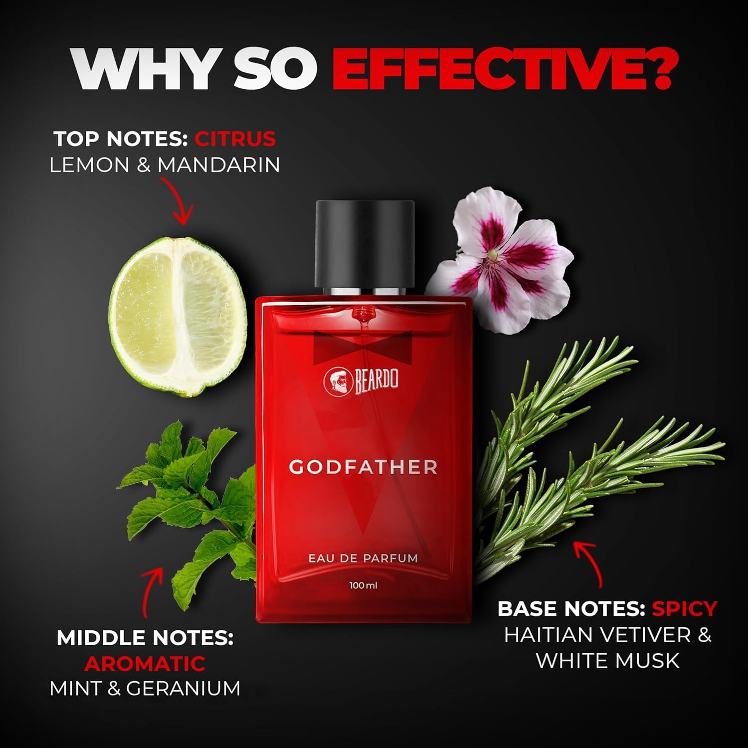 Beardoo Godfather Cologne for Men - 100ml Aromatic Spicy Long Lasting Perfume | Premium Men's Fragrance for Date Night, Special Occasions & Daily Wear | Ideal Gift for Brother, Husband & Friends | Masculine Body Spray with Warm Woody Notes
