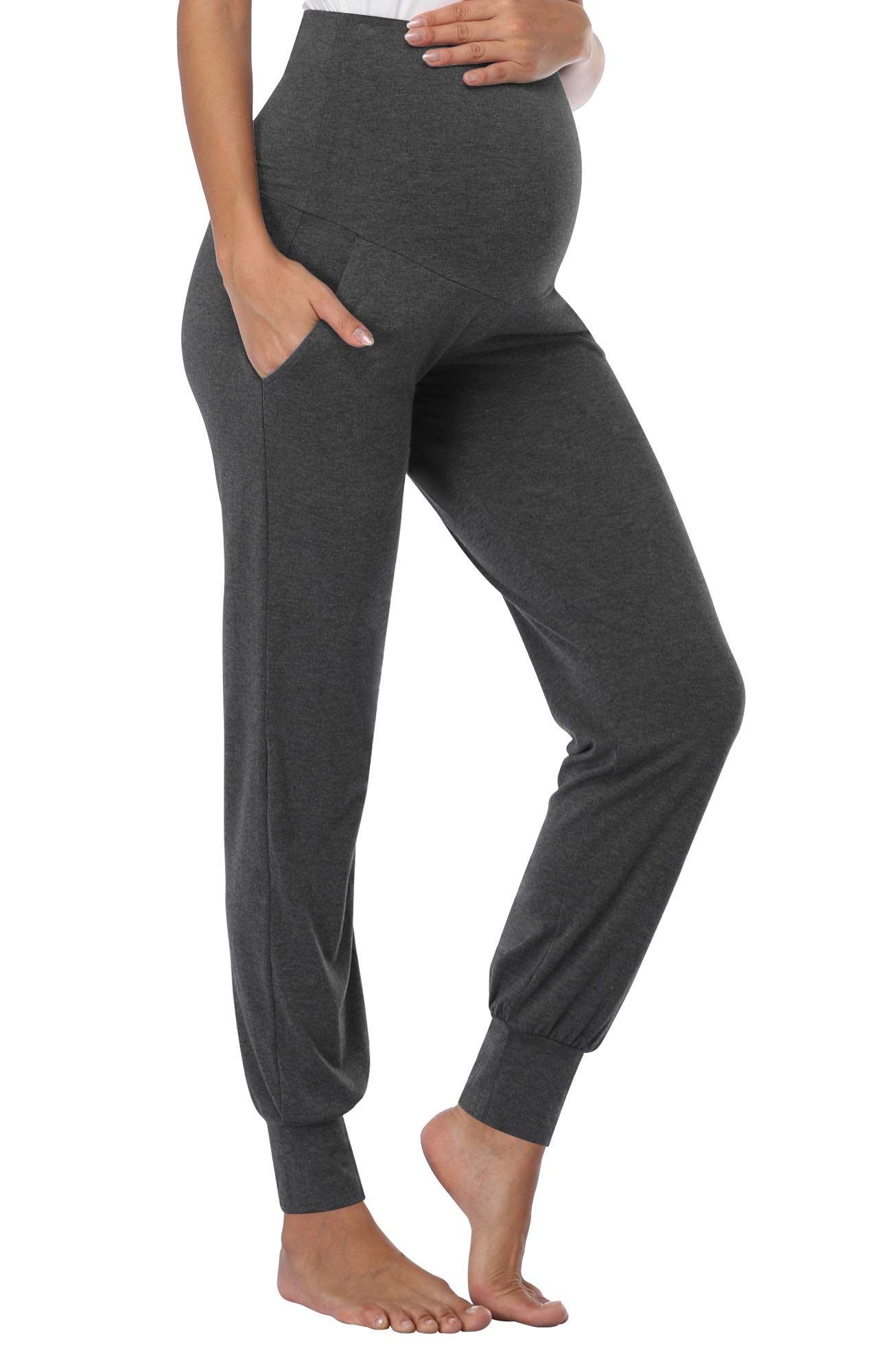 PACBREEZE Women's Maternity Pants - Stretchy Over The Belly Pregnancy Joggers for Lounge, Workout & Sleep | Comfortable Maternity Sweatpants for Everyday Wear