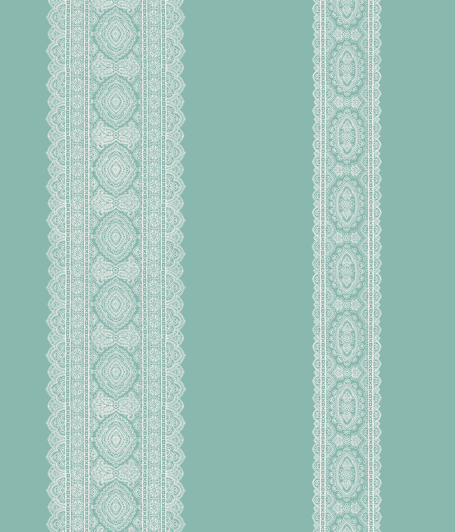 Kismet Turquoise Brynn Turquoise Paisley Stripe Wallpaper - A Street Prints | Vintage Inspired Floral Wallpaper for Living Room, Bedroom & Home Decor