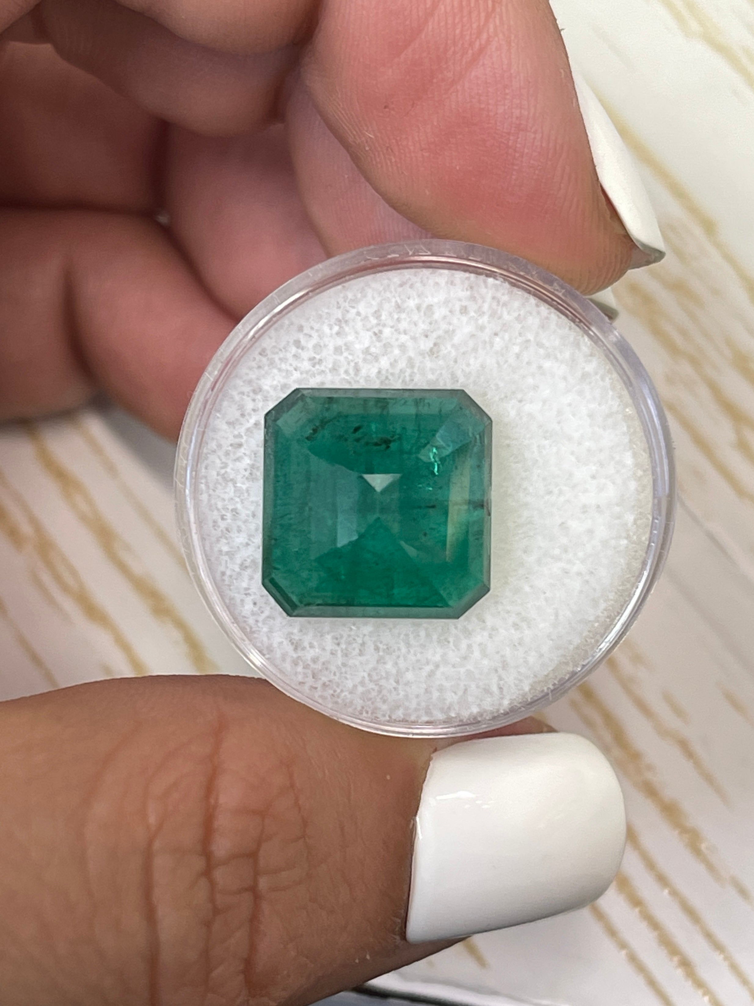 10.02 Carat Natural Zambian Emerald - 13.5x13.5mm Loose Dark Green Gemstone for Jewelry Making, Engagement Rings & Luxury Gifts