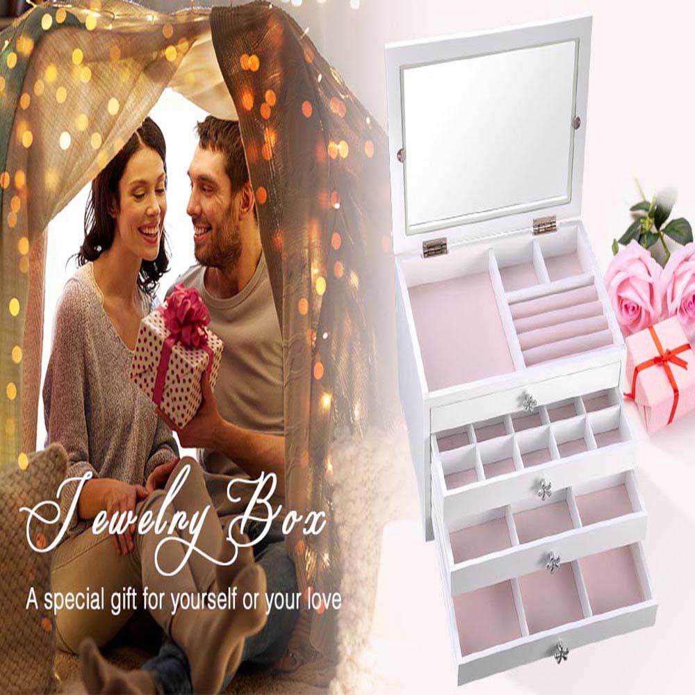 Premium Jewelry Box Organizer - Elegant Storage for Rings, Earrings & Necklaces | Black & White Options | Perfect for Travel, Home & Gift Giving