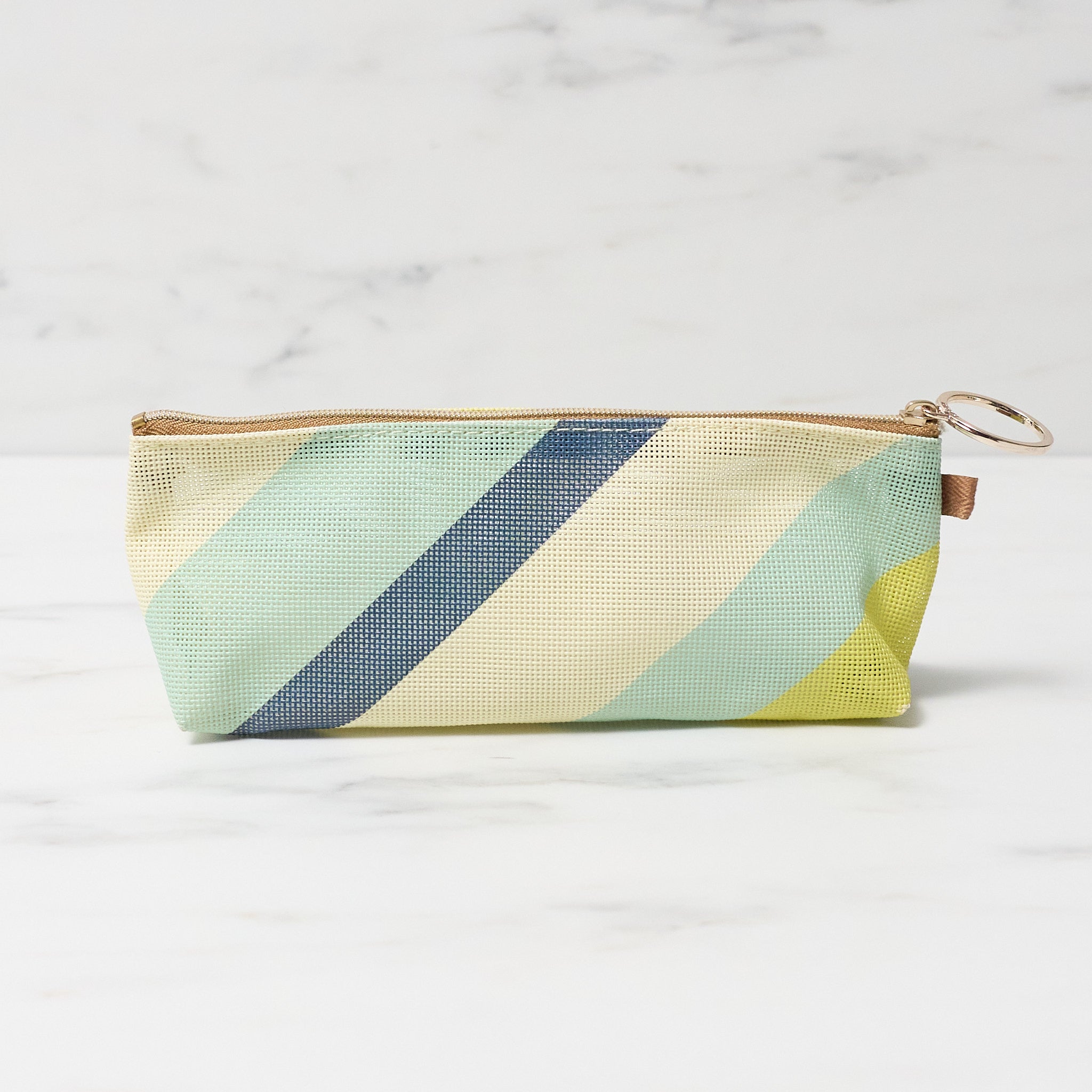 Vintage Mesh Stripe Pen Case - Midori DESIGNPHIL Stationery Organizer for School, Office & Travel | Pencil Pouch with Durable Fabric & Stylish Design