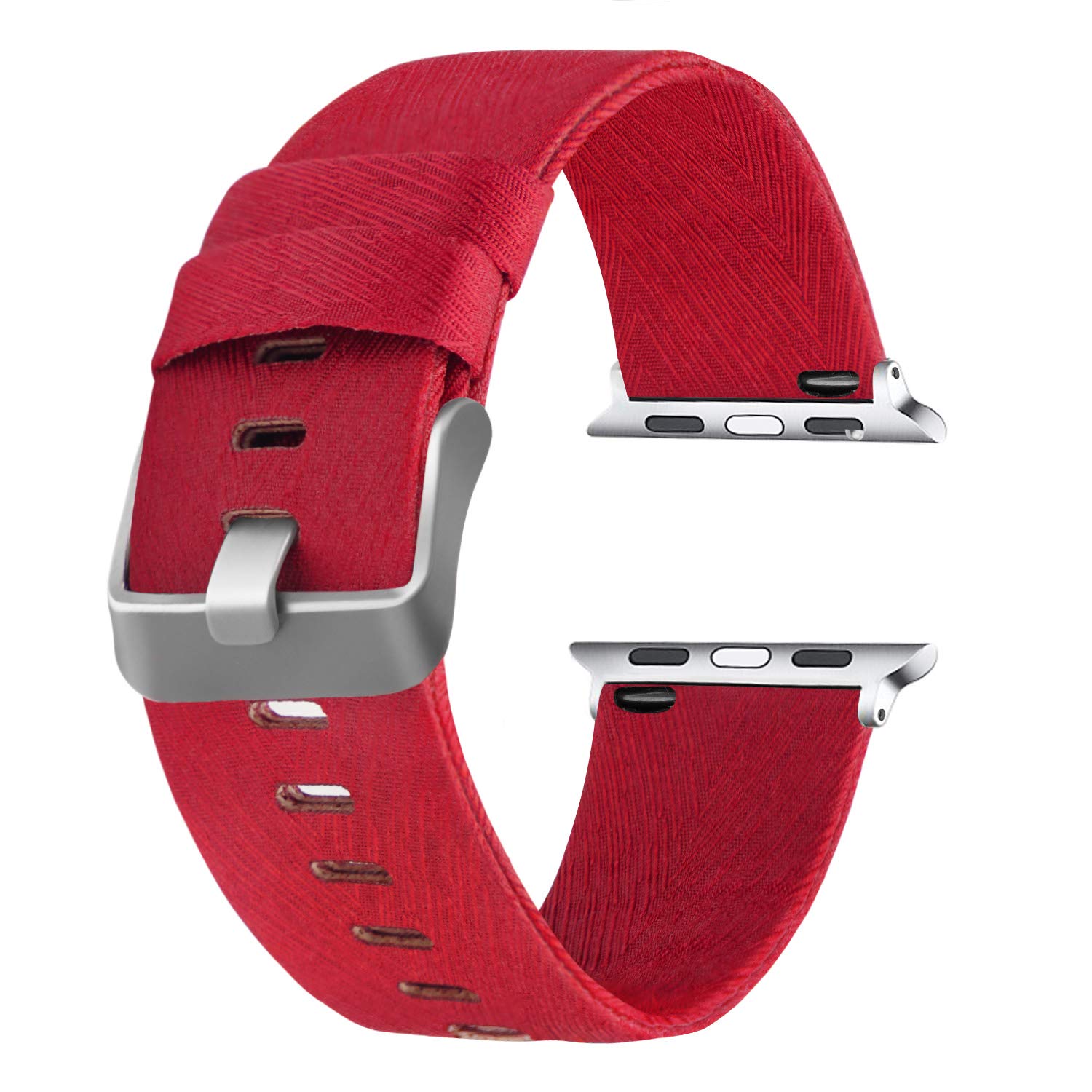 Moonooda Soft Woven Fabric Apple Watch Band - Compatible with 42mm/44mm (Series SE/6/5/4/3/2/1) - Breathable Canvas Strap for Men & Women - Dark Red - Perfect for Sports, Workouts & Everyday Wear