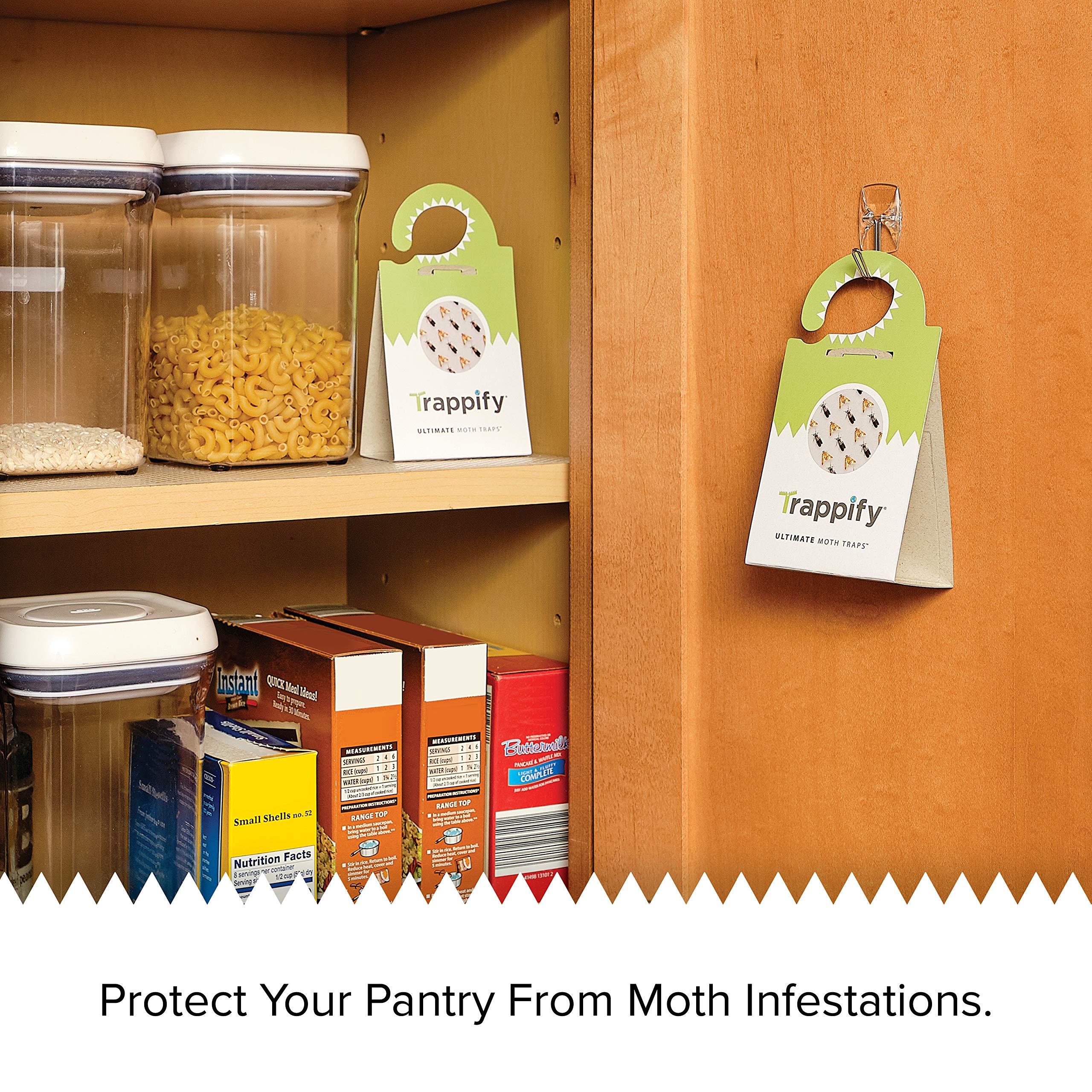 Trappify Ultimate Moth Traps - Strong Adhesive Clothes Moth Traps & Pantry Moth Catchers for Home, Kitchen, Closet, Cabinet | Eco-Friendly, Easy to Use (8 Pack) - Protect Your Wardrobe & Food Storage from Moth Damage