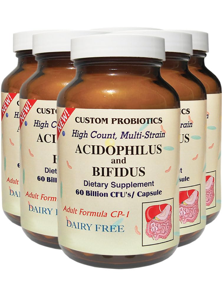 6 Bottles of Custom Probiotics CP-1 90 Capsules - Supports Digestive Health & Immune System - Ideal for Gut Balance, Travel & Daily Wellness