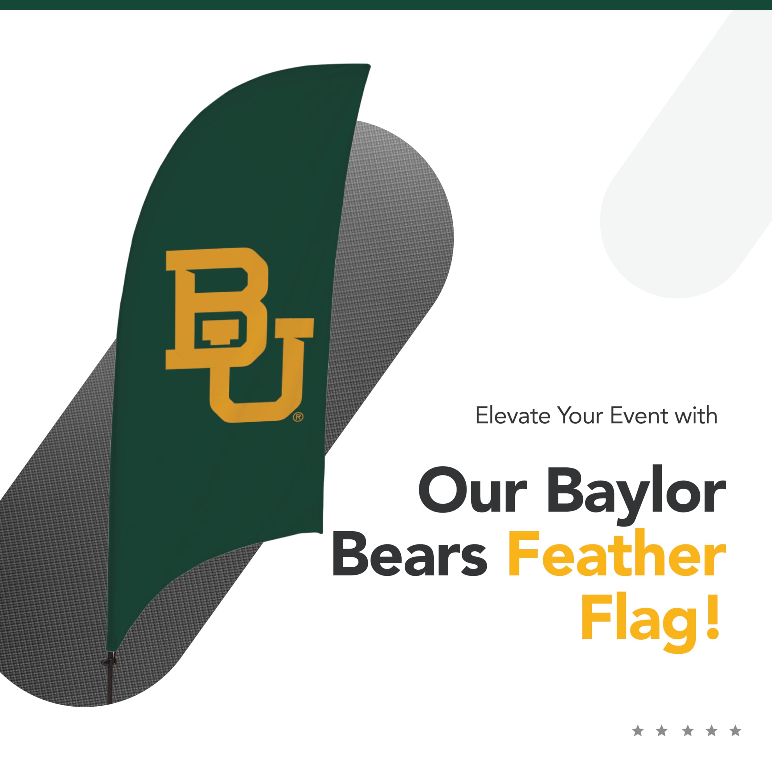 Baylor Bears 7.5ft NCAA Licensed Feather Flag - Durable Polyester College Sports Banner with Cross Base (Green) - Perfect for Game Day Tailgating, Campus Decor & Fan Support