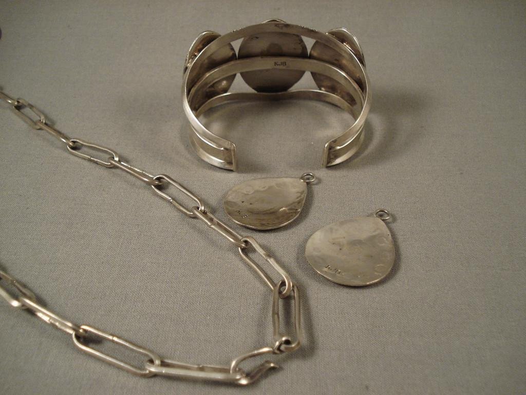 Authentic Vintage Navajo Native American Jewelry Set - Sterling Silver Bracelet & Necklace by Arizona Living Treasure Artist | Handcrafted Southwest Style for Boho Fashion & Cultural Collectors
