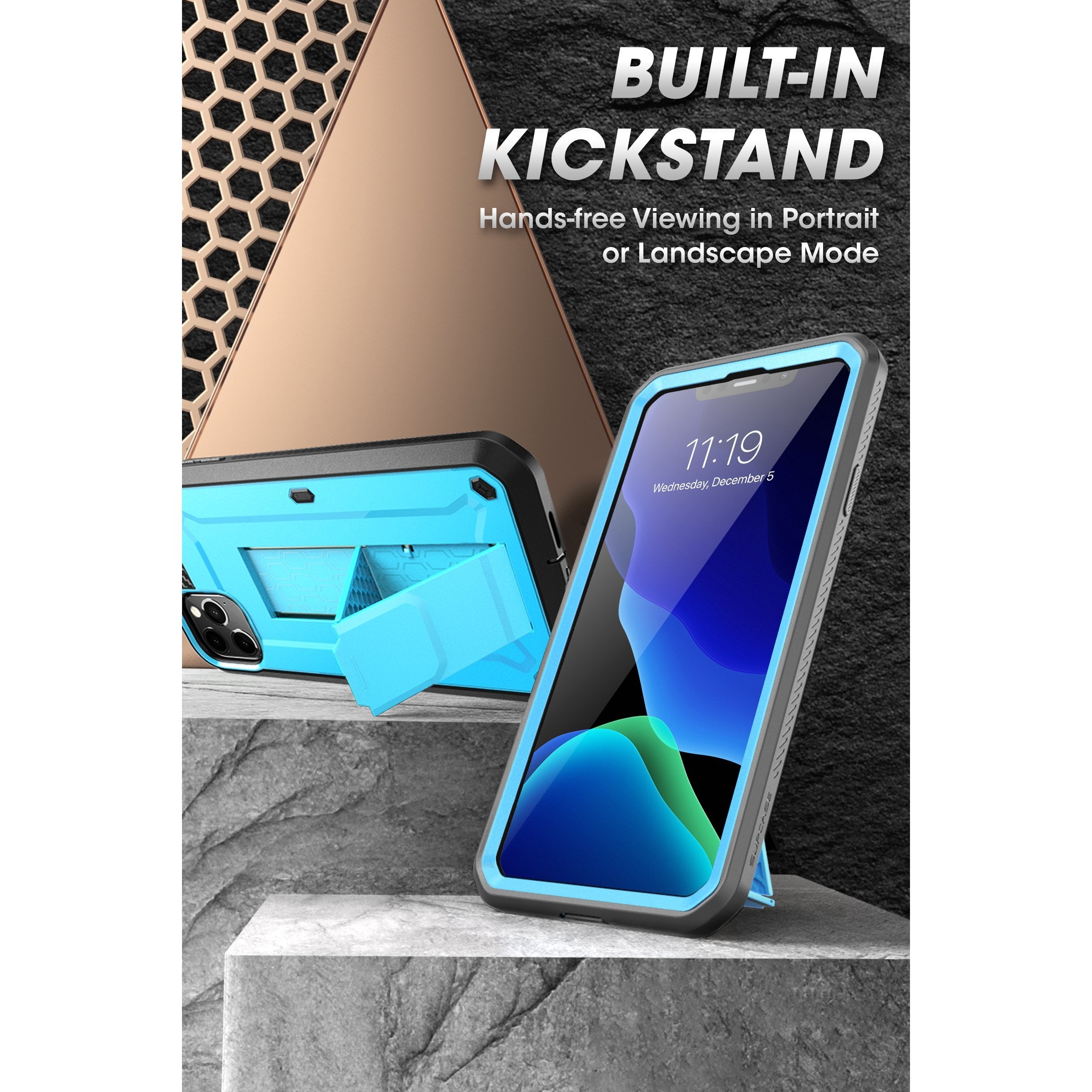 iPhone 11 Pro Case 5.8 Inch - Unicorn Beetle Pro Full Body Rugged Protective Cover with Built-in Screen Protector (Blue) - Shockproof, Military Grade Drop Protection for Outdoor, Travel & Daily Use