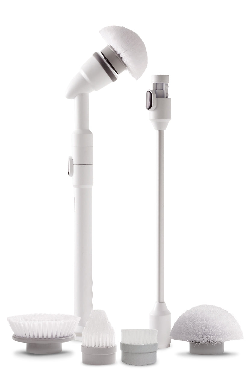 Turbo Scrub 360 Deluxe - Electric Spin Scrubber for Deep Cleaning Bathrooms, Kitchens & Tiles | Rechargeable Cleaning Brush with 5 Replaceable Heads | Perfect for Shower, Sink, Grout & Hard-to-Reach Areas