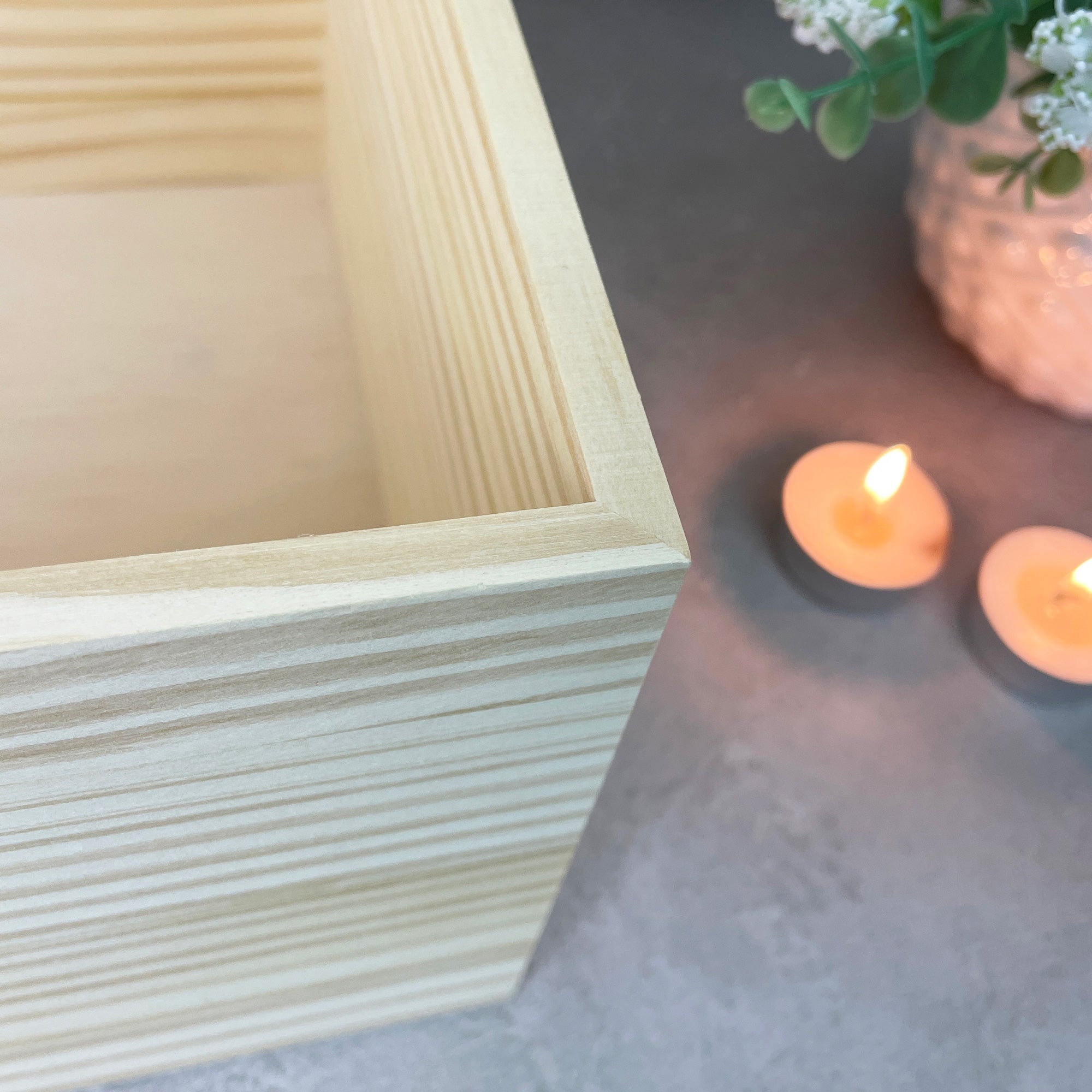 Personalized Pine Wood Photo Memory Box - Handmade Keepsake Gift for Wedding, Anniversary & Baby - 5 Sizes (16cm, 20cm, 26cm, 30cm, 36cm) - Perfect for Displaying Cherished Memories at Home or as a Sentimental Gift