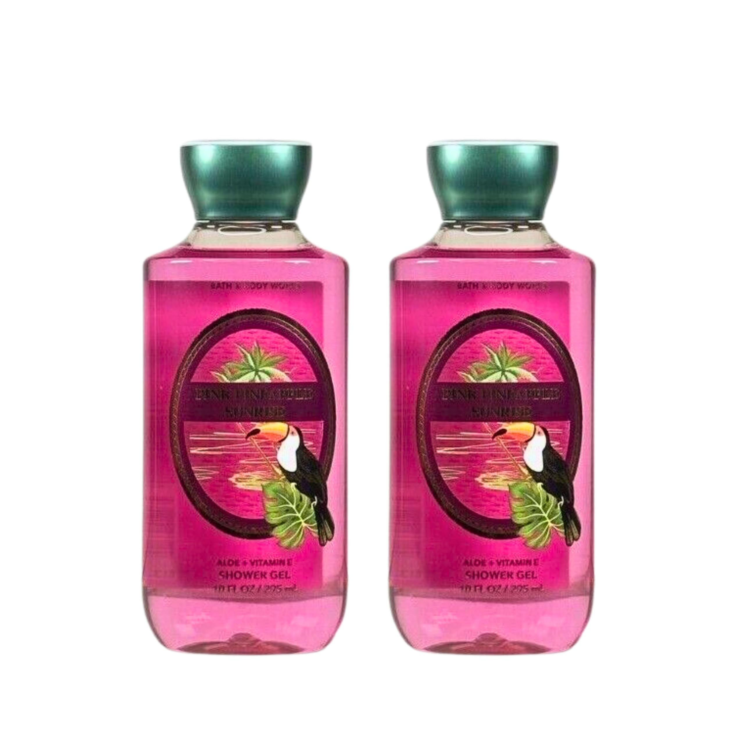 Bath & Body Works Shea + Vitamin E Moisturizing Shower Gel Set - 2 Pack (10oz Each, Pink Pineapple Sunrise) | Hydrating Body Wash for Dry Skin, Perfect for Daily Shower & Spa Relaxation