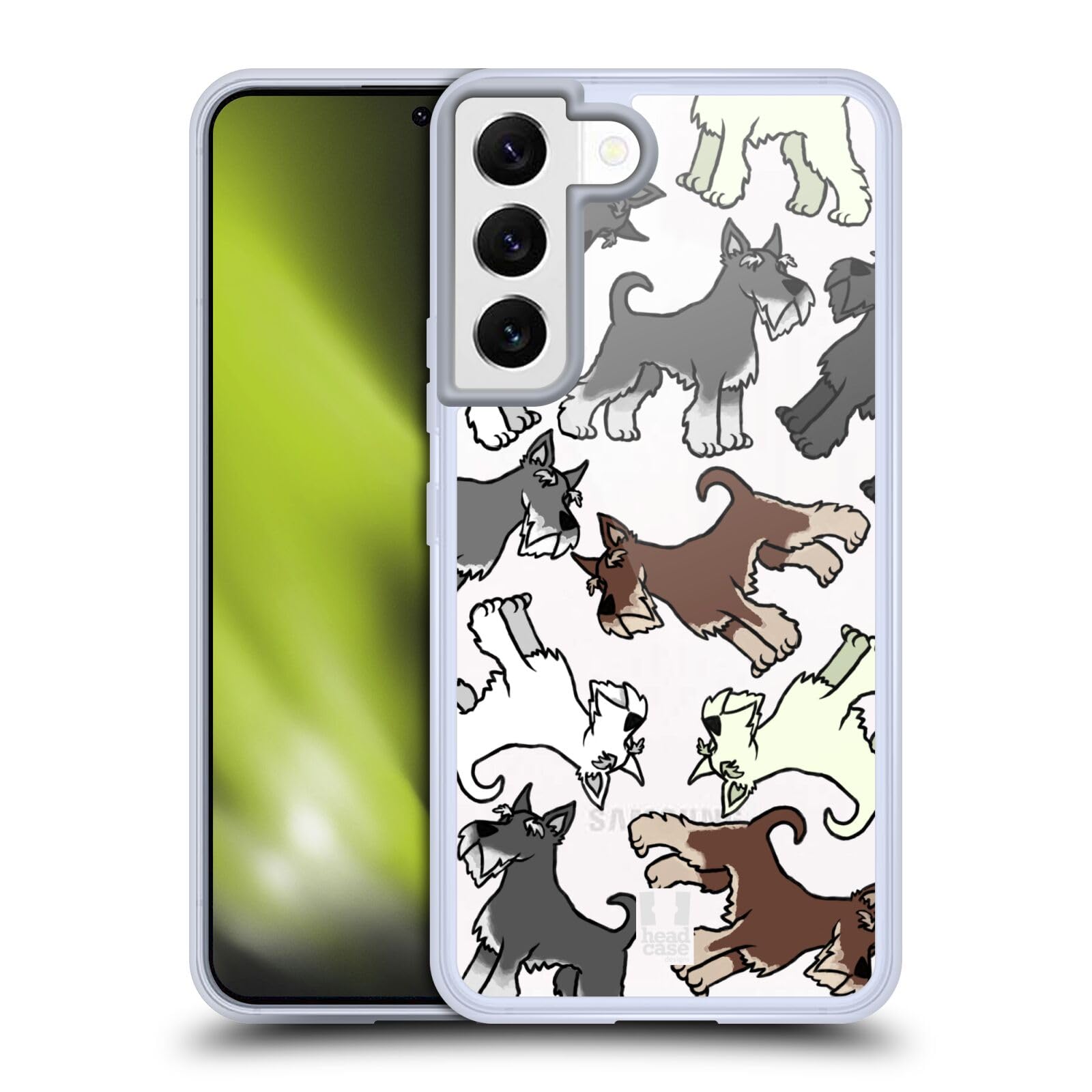Head Case Designs Miniature Schnauzer Dog Breed Patterns 2 Soft Gel Case for Samsung Galaxy S22 5G - Perfect for Pet Lovers & Daily Protection