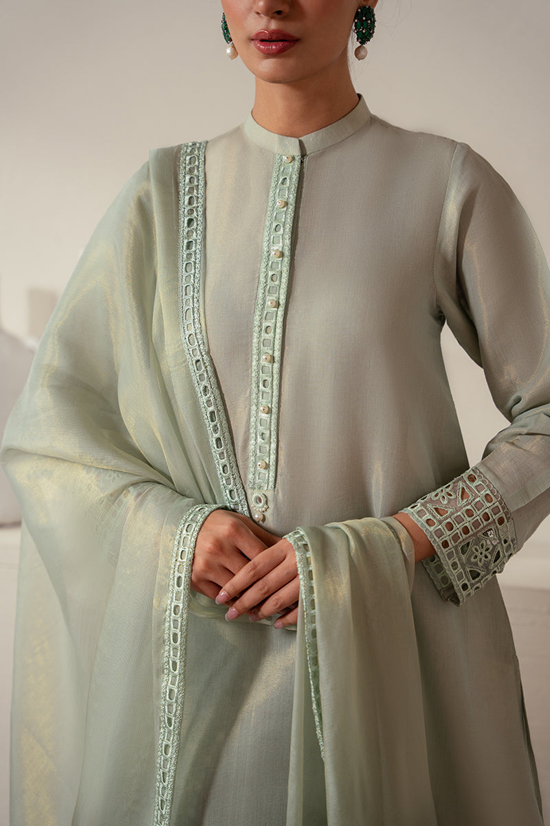 Stylish Green Mist 2-Piece Outfit (Shirt & Dupatta) - Perfect for Festivals, Weddings & Special Occasions